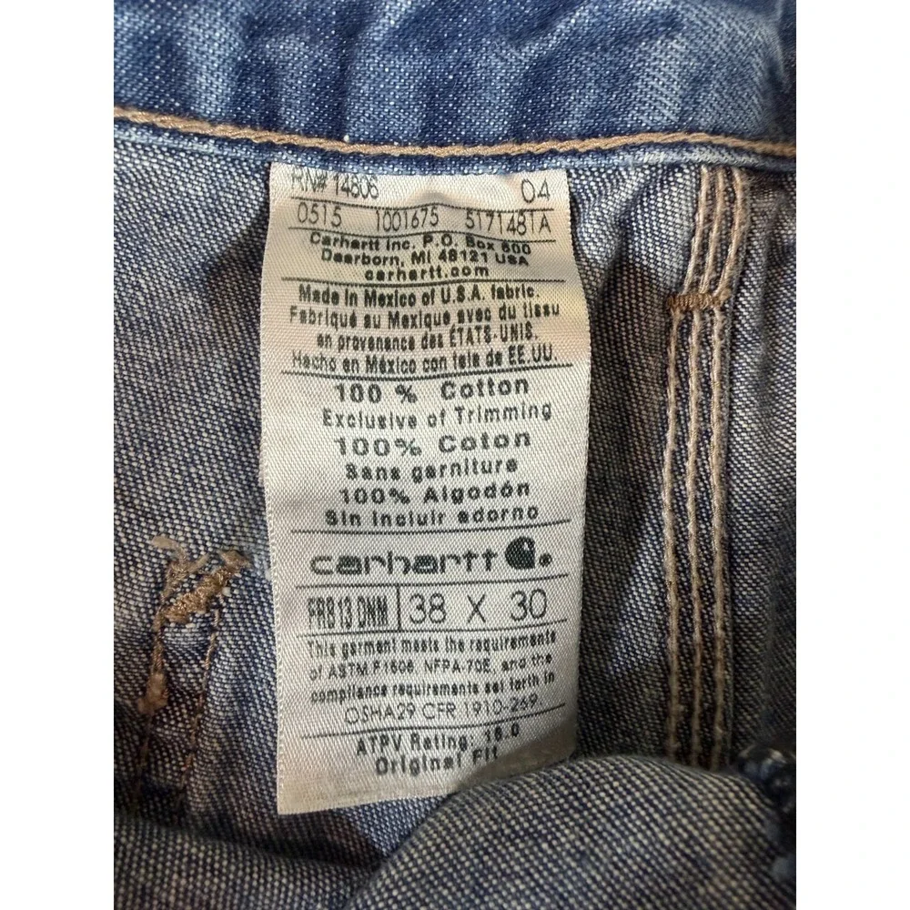 Carhartt FRB13 DNM‎ Flame Resistant FR Jeans 38x30 Original Fit Work Denim
